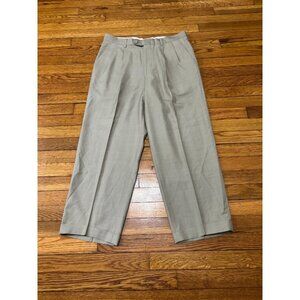 Zignone Mens Dress Pants 100% Wool 34x26 Pleated Trousers Made in Italy Taupe